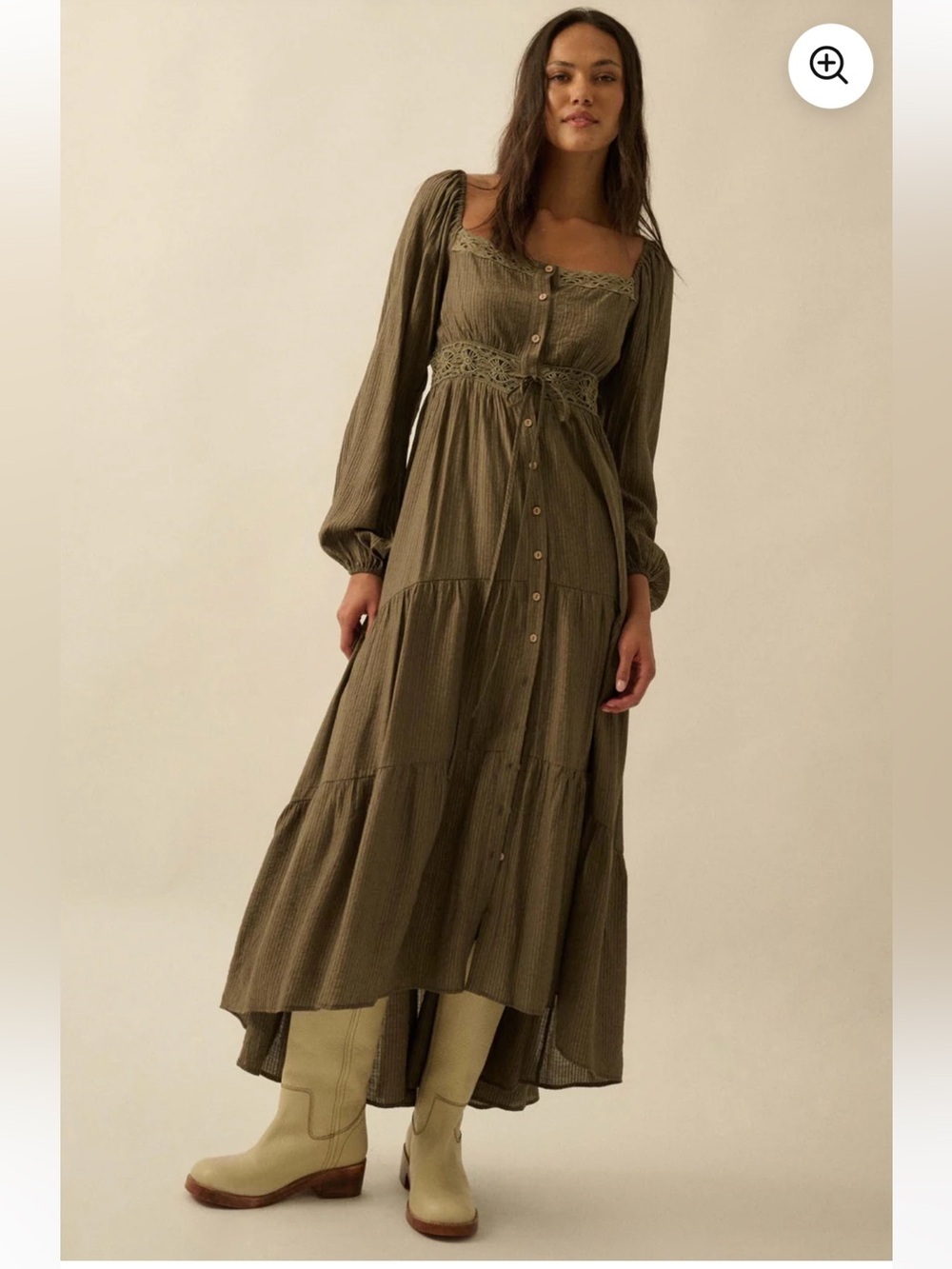 LIKE NEW Promesa Love Song Striped Button-Front Tiered Maxi Dress